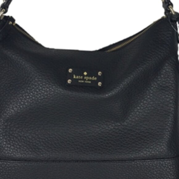 Kate Spade New York Black Leather Shoulder Handbag Tote Purse - Picture 5 of 5